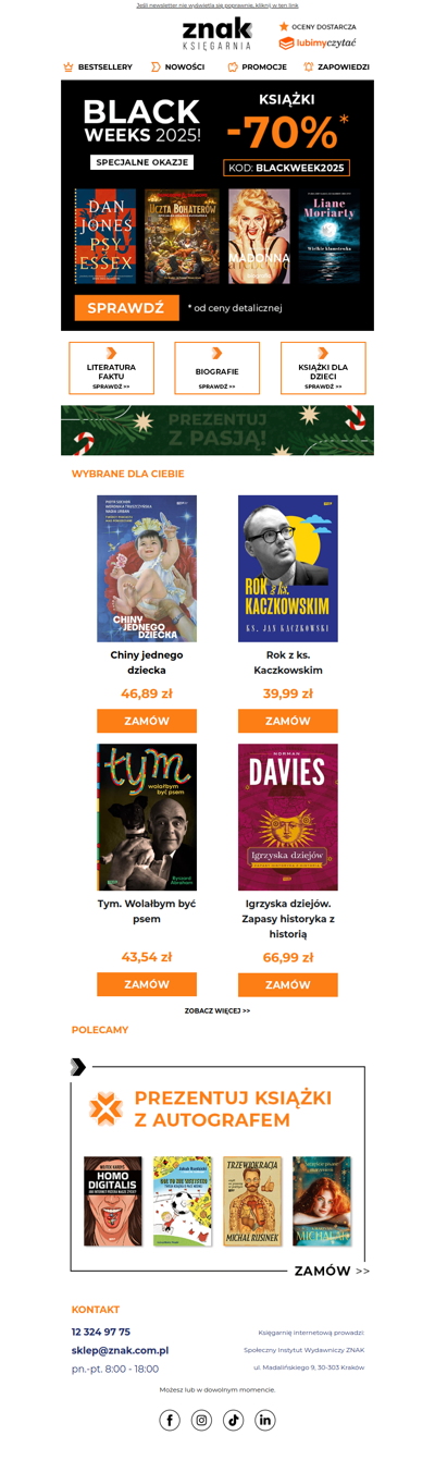 Jeszcze więcej tytułów w akcji! Książki -70% 📚⚫