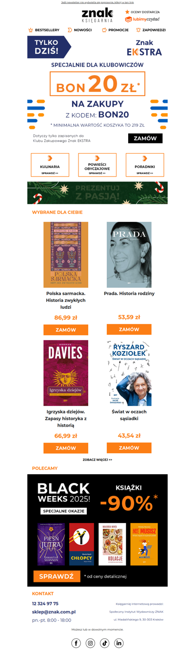 Tylko dla Klubowiczów: odbierz 20 zł rabatu na zamówienie! 📚🔥