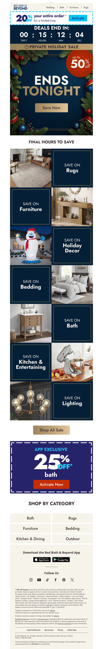 Up to 50% off holiday savings ends tonight ⏳